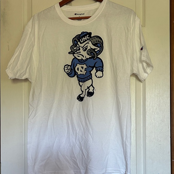 Champion Men's White Tee with Carolina blue UNC Graphic - Picture 1 of 4